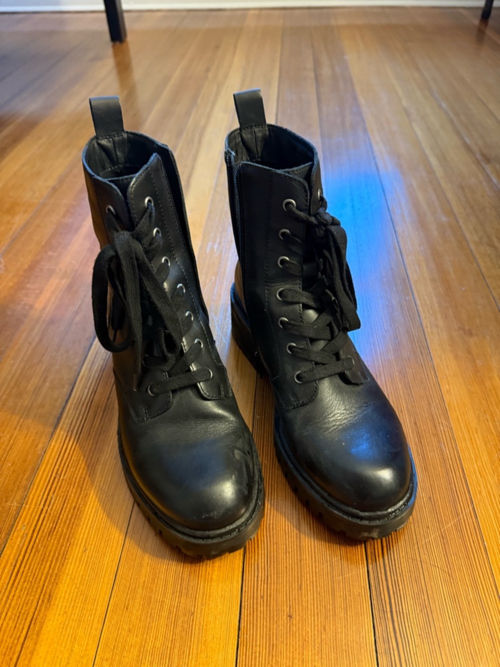 Crown Vintage Black Lace-Up Platform Boots